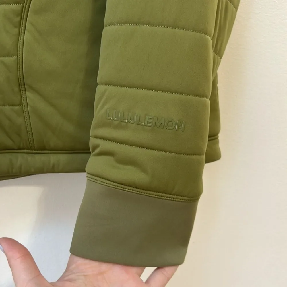 lululemon dynamic movement puffer hoodie‎ bronze green size 10 - Picture 6 of 10